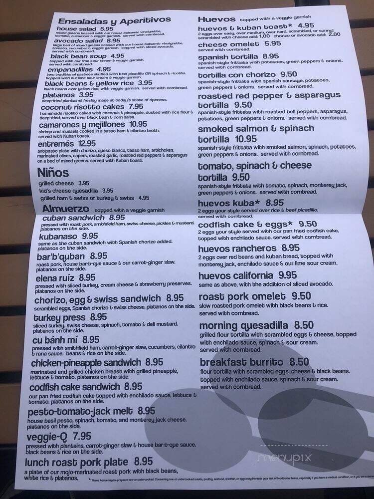 Kuba Kuba - Richmond, VA menu_pic