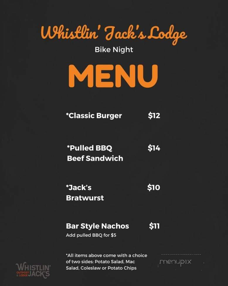 Whistlin' Jack Lodge - Naches, WA menu_pic