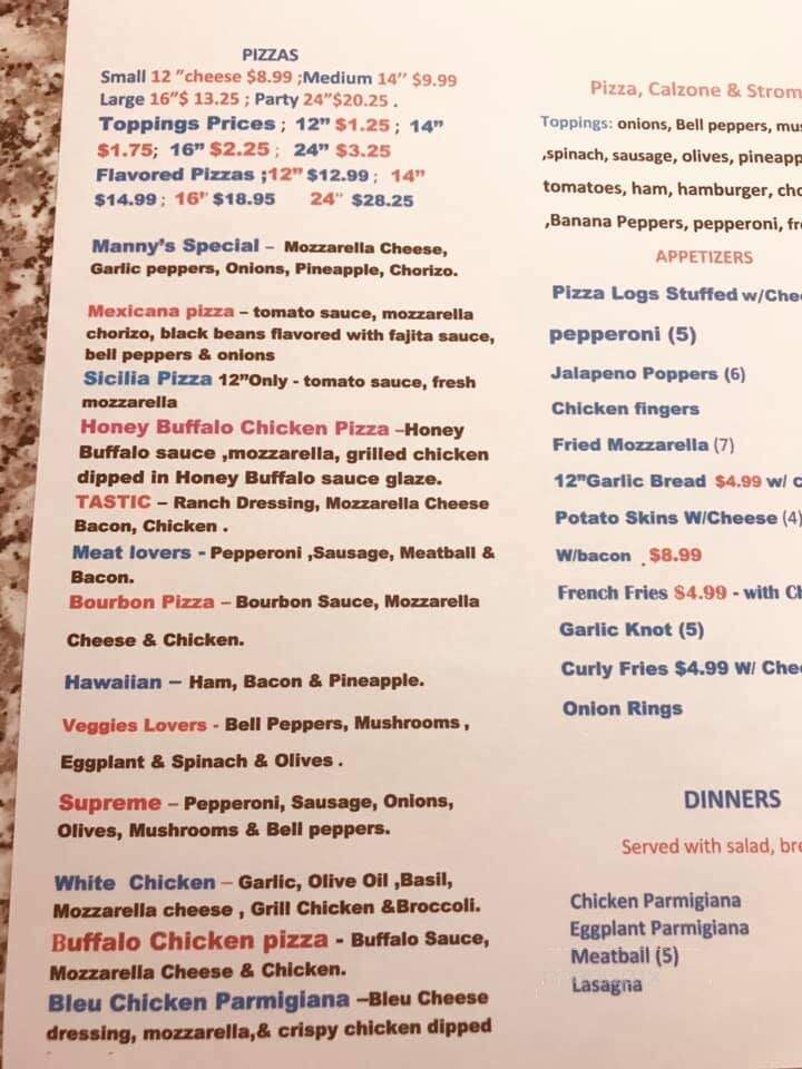 Manny's Pizza - Dalton, MA menu_pic