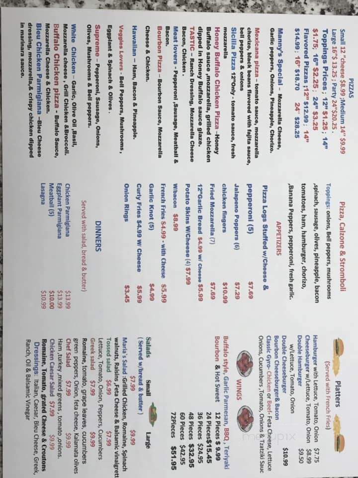 Manny's Pizza - Dalton, MA menu_pic