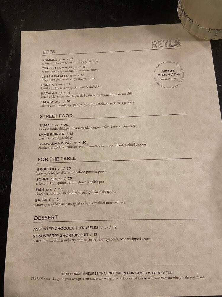 Reyla - Asbury Park, NJ menu_pic