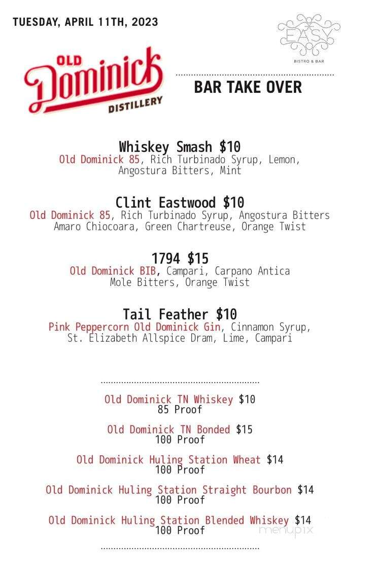 The Bistro - Chattanooga, TN menu_pic