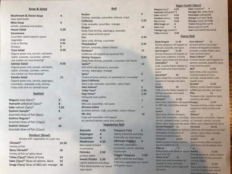 Kazoku Sushi And Bar - Mount Airy, NC menu_pic