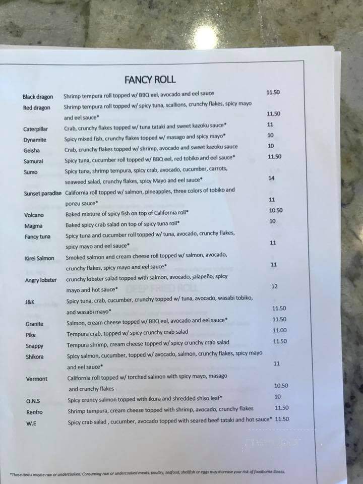 Kazoku Sushi And Bar - Mount Airy, NC menu_pic