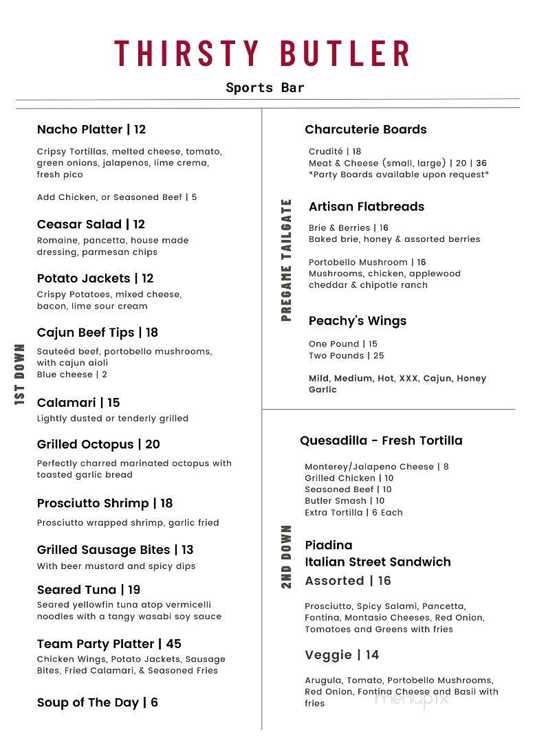 The Thirsty Butler - Windsor, ON menu_pic