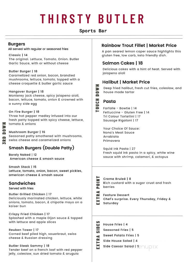 The Thirsty Butler - Windsor, ON menu_pic
