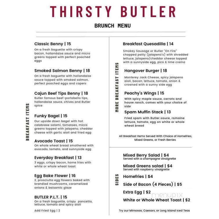 The Thirsty Butler - Windsor, ON menu_pic