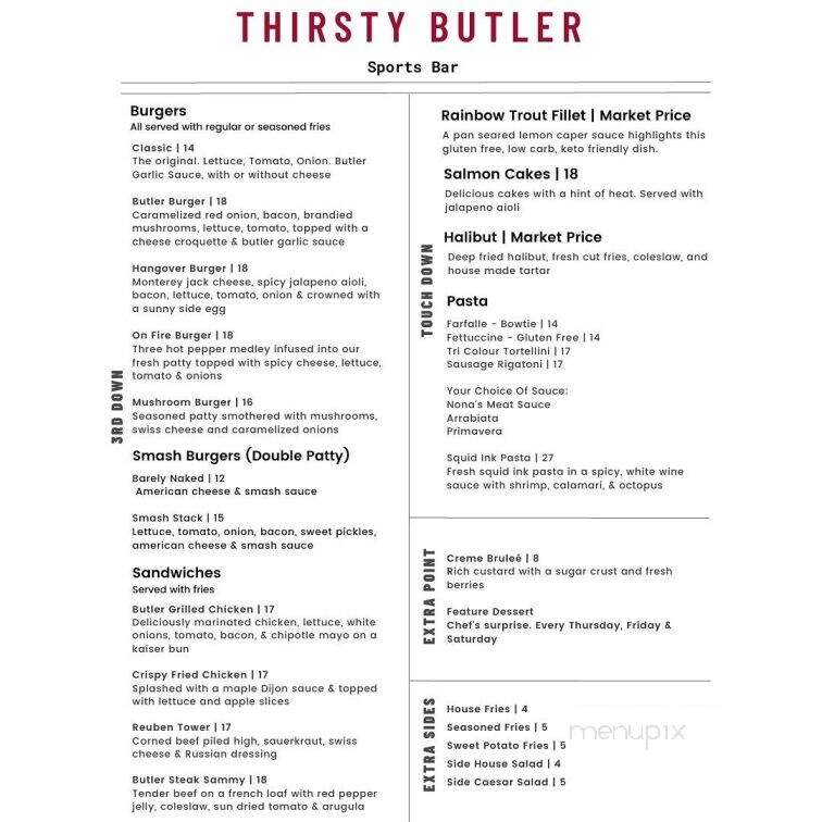 The Thirsty Butler - Windsor, ON menu_pic