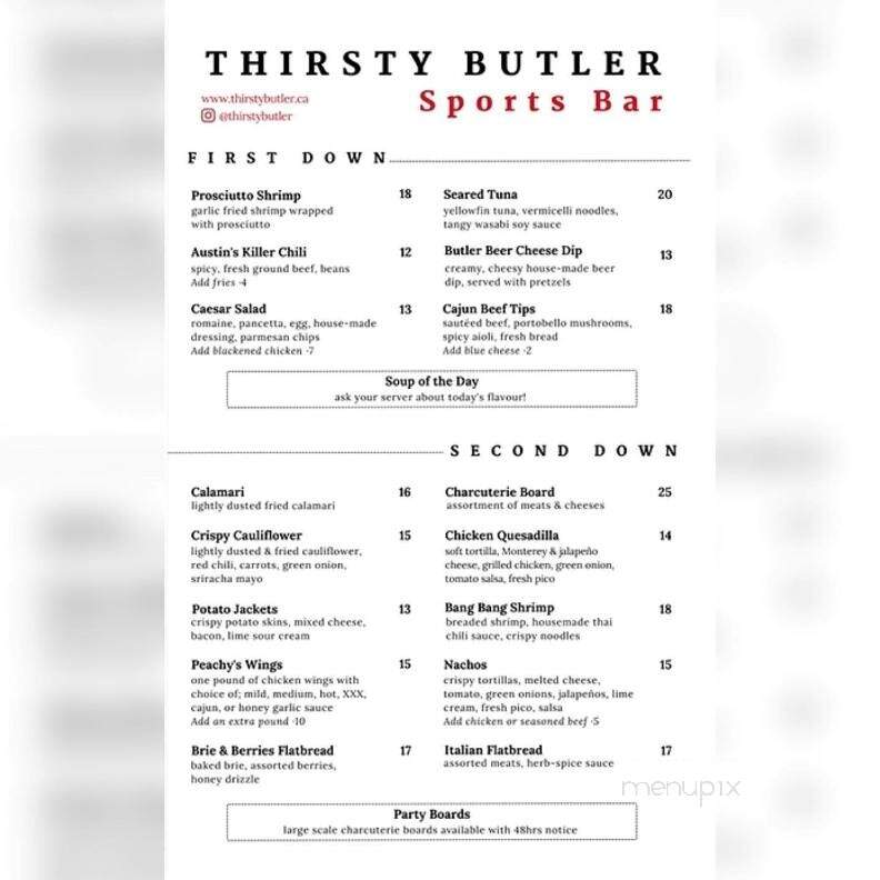 The Thirsty Butler - Windsor, ON menu_pic