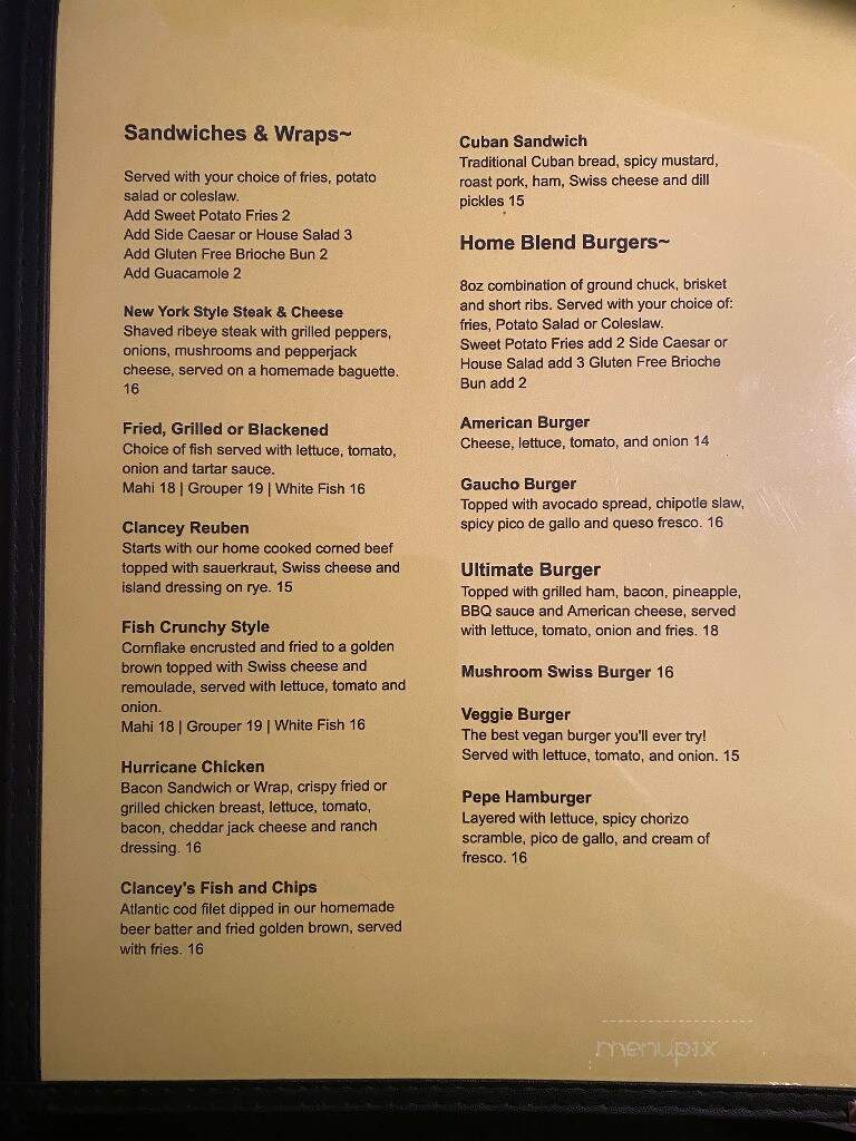 Whiskey Creek Station - Fort Myers, FL menu_pic