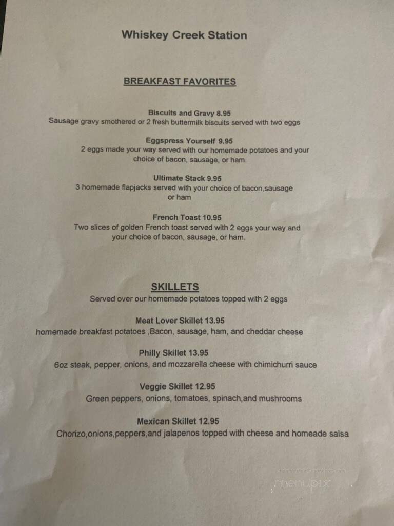 Whiskey Creek Station - Fort Myers, FL menu_pic