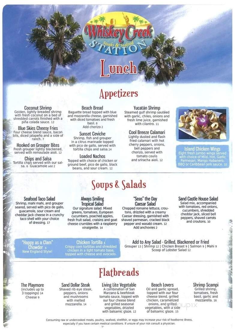 Whiskey Creek Station - Fort Myers, FL menu_pic
