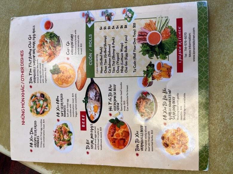 LanAnh Kitchen - Westminster, CA menu_pic