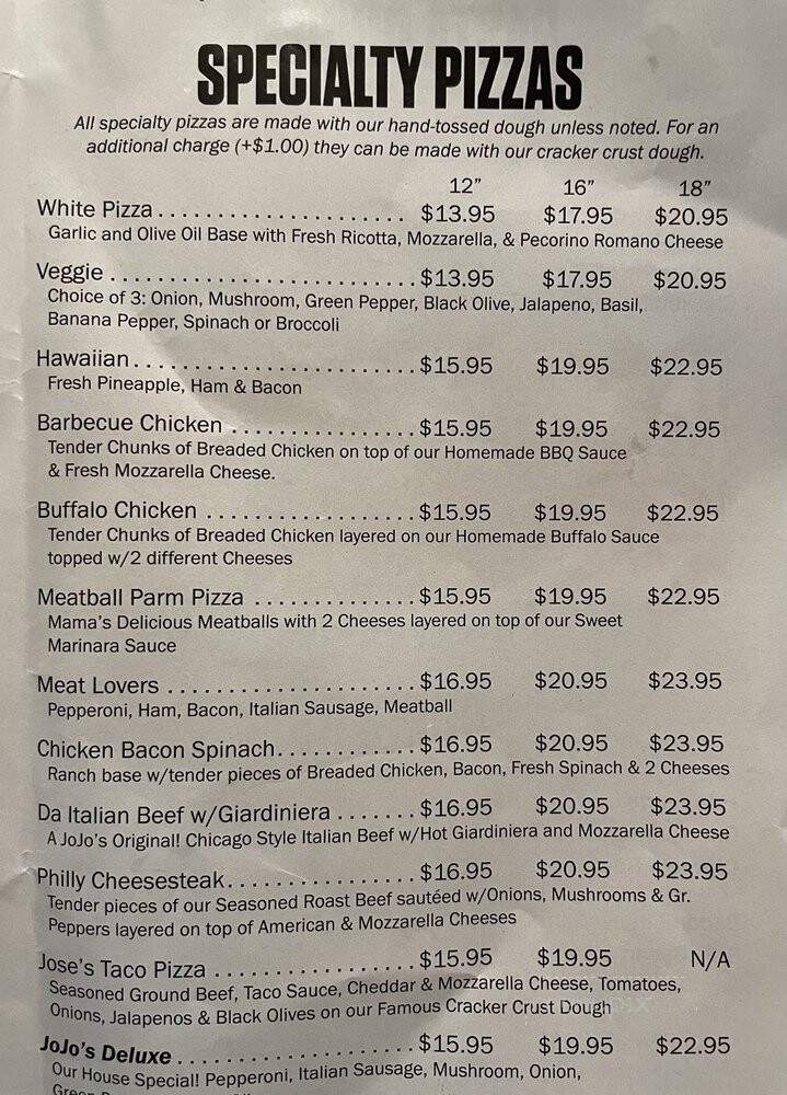 Jo Jo's Taste Of Chicago - Parrish, FL menu_pic