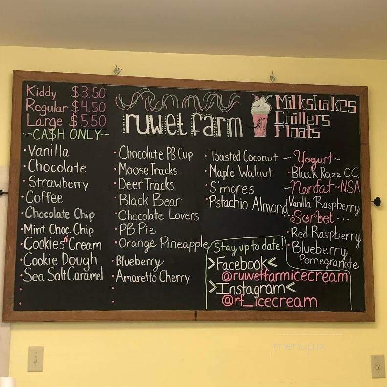 Ruwet Ice Cream Shop - Torrington, CT menu_pic