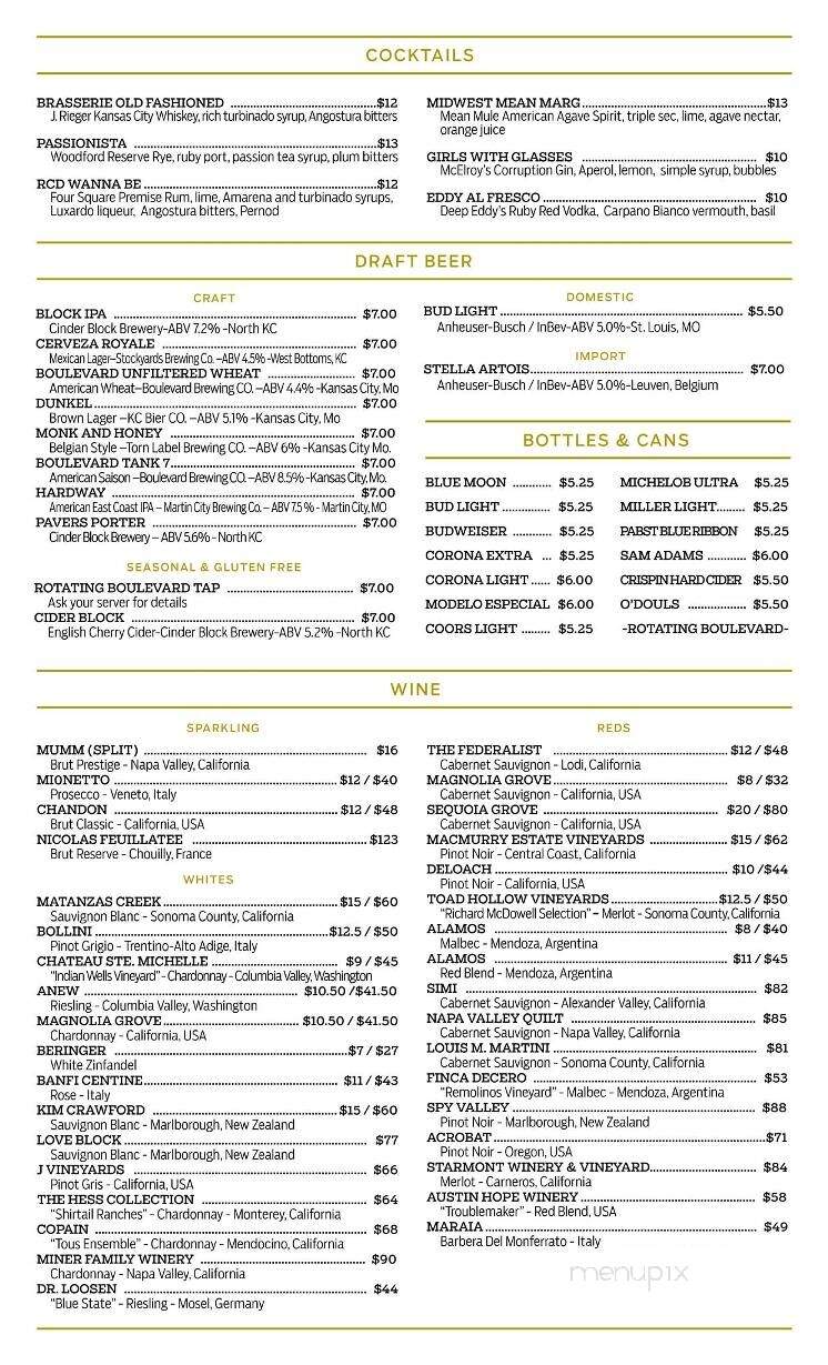 One East Urban Bar + Kitchen - Kansas City, MO menu_pic