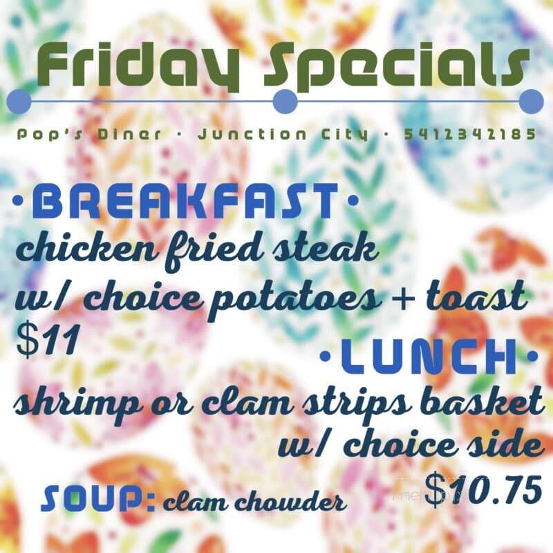 Pop's Diner - Junction City, OR menu_pic