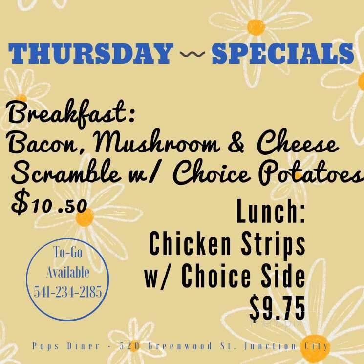 Pop's Diner - Junction City, OR menu_pic