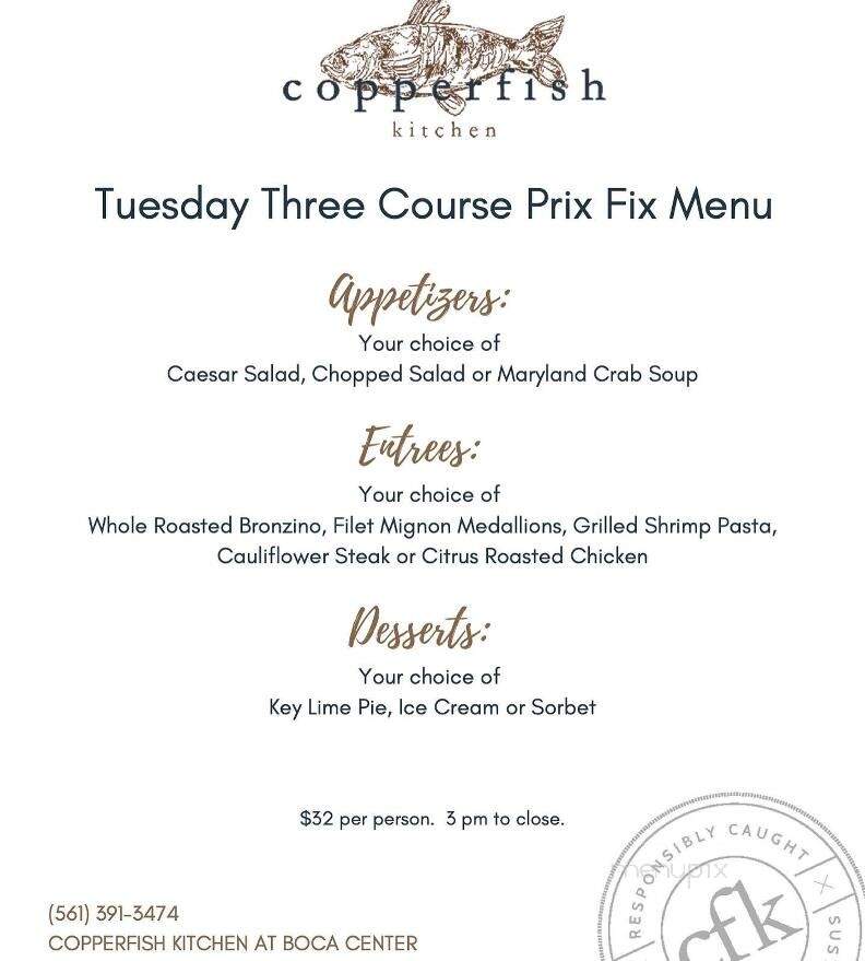 Copperfish Kitchen - Boca Raton, FL menu_pic