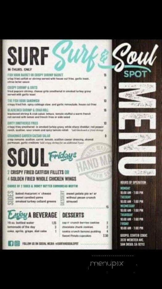 Surf & Soul Spot - San Diego, CA menu_pic
