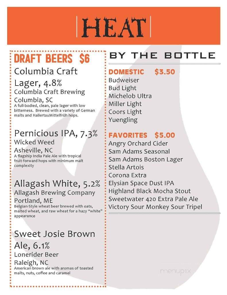 Heat - Piedmont, SC menu_pic