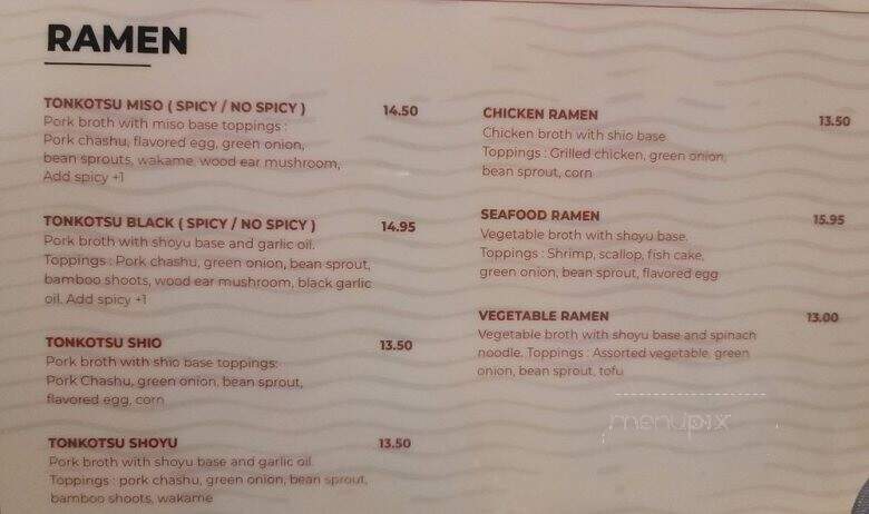 Tenji Ramen - Murrieta, CA menu_pic