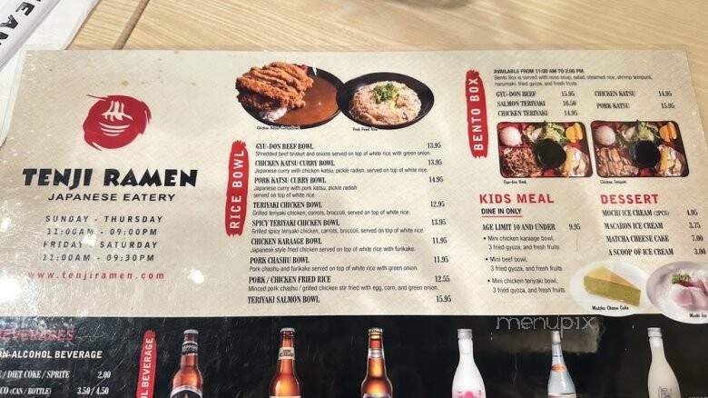 Tenji Ramen - Murrieta, CA menu_pic