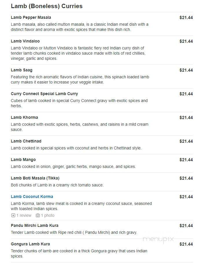 Curry Connect - Sandy, UT menu_pic