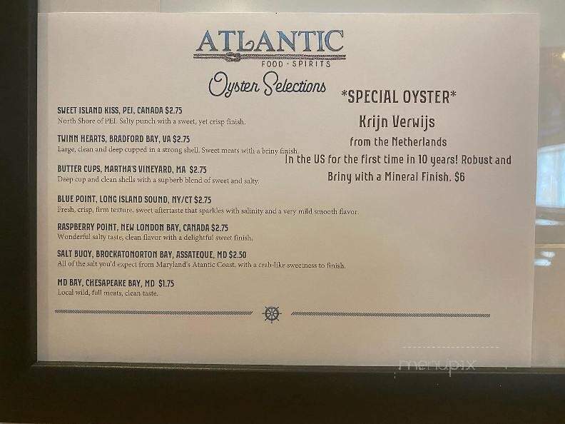 Atlantic Food and Spirits - Catonsville, MD menu_pic
