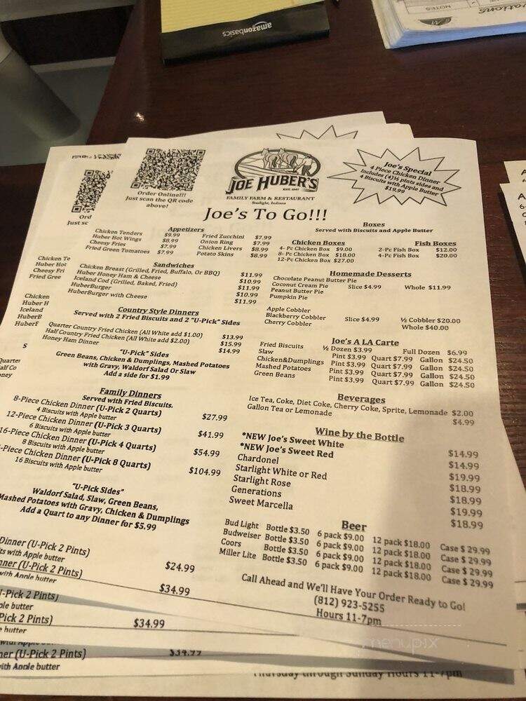 Joe Huber Family Farm Orchard - Borden, IN menu_pic