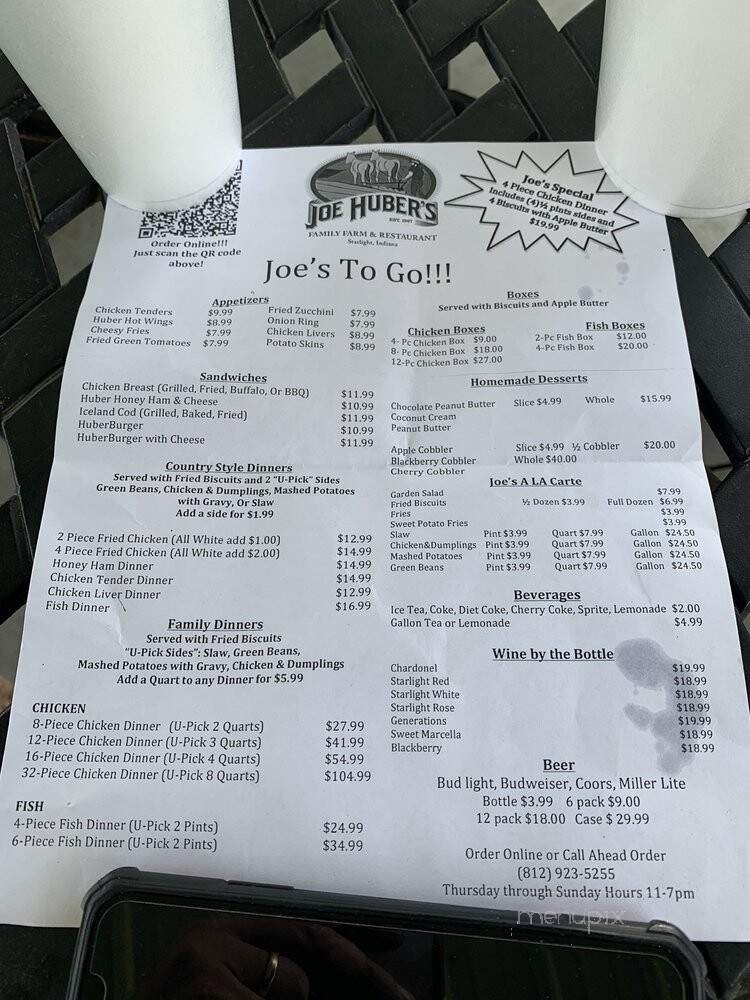 Joe Huber Family Farm Orchard - Borden, IN menu_pic