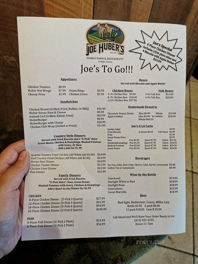 Joe Huber Family Farm Orchard - Borden, IN menu_pic