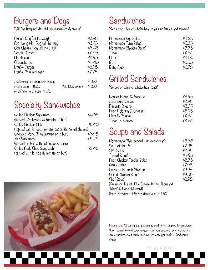 Park Road Soda Shoppe - Kannapolis, NC menu_pic