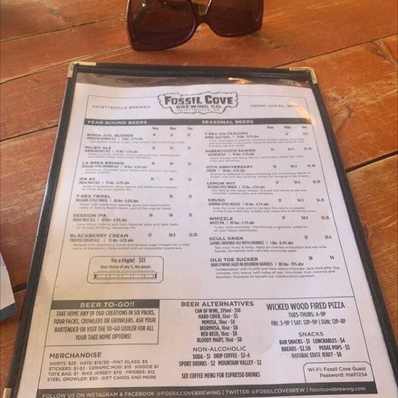 Fossil Cove - Fayetteville, AR menu_pic