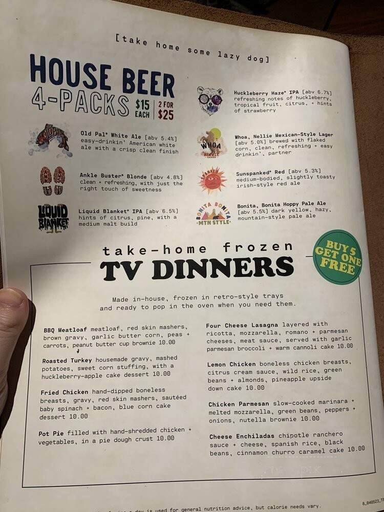 Lazy Dog Restaurant & Bar - Cupertino, CA menu_pic