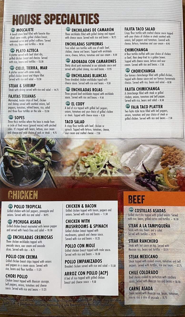 Casa Torres Mexican Restaurant - Arden, NC menu_pic