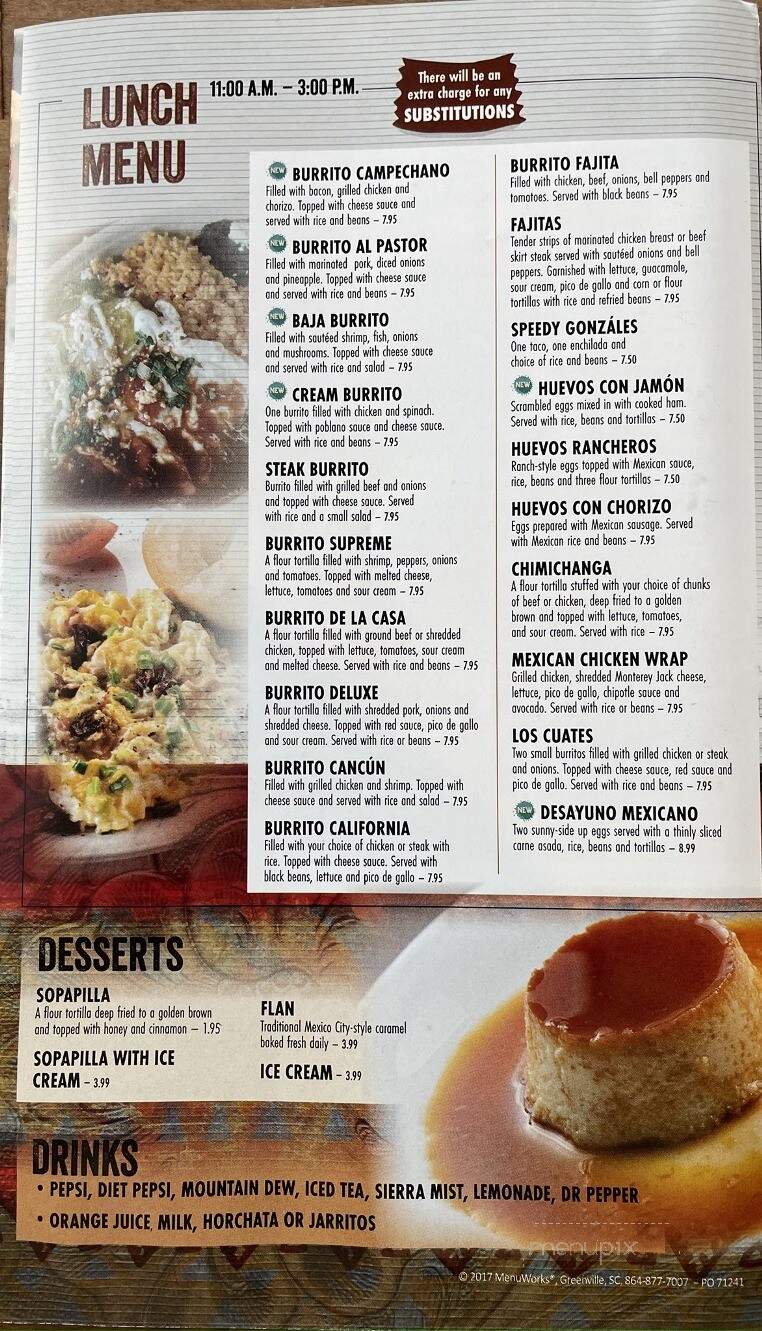 Casa Torres Mexican Restaurant - Arden, NC menu_pic
