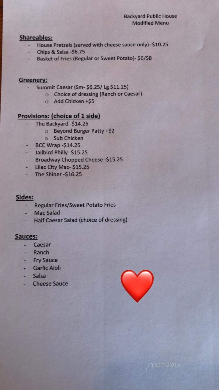 The Backyard Public House - Spokane, WA menu_pic