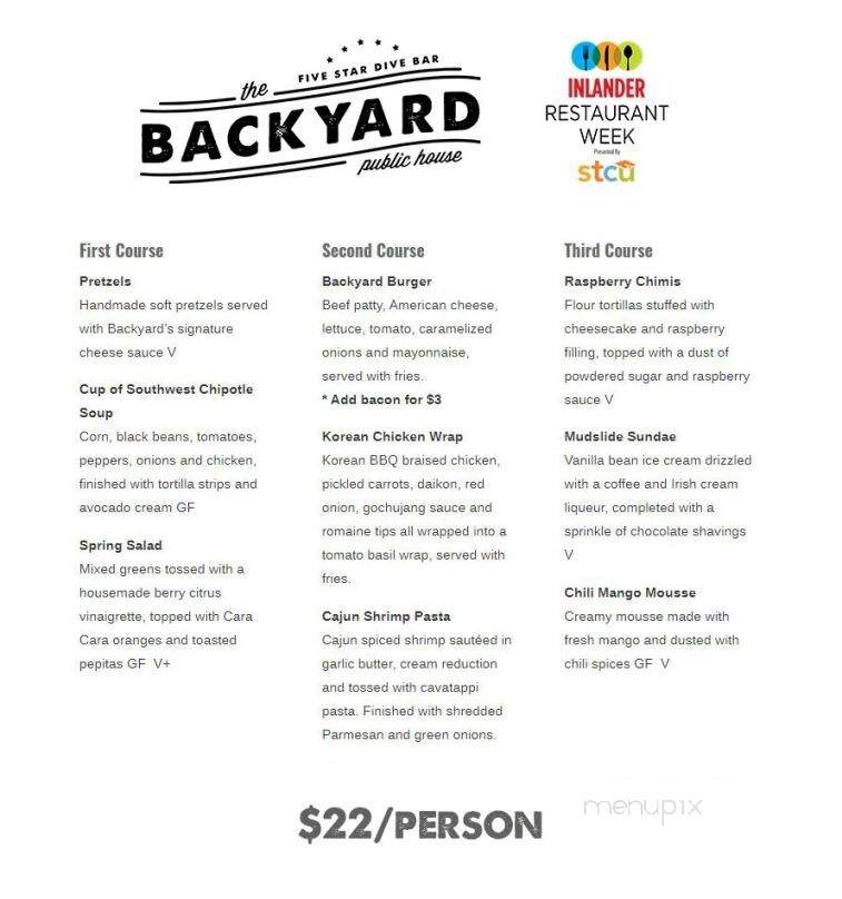 The Backyard Public House - Spokane, WA menu_pic