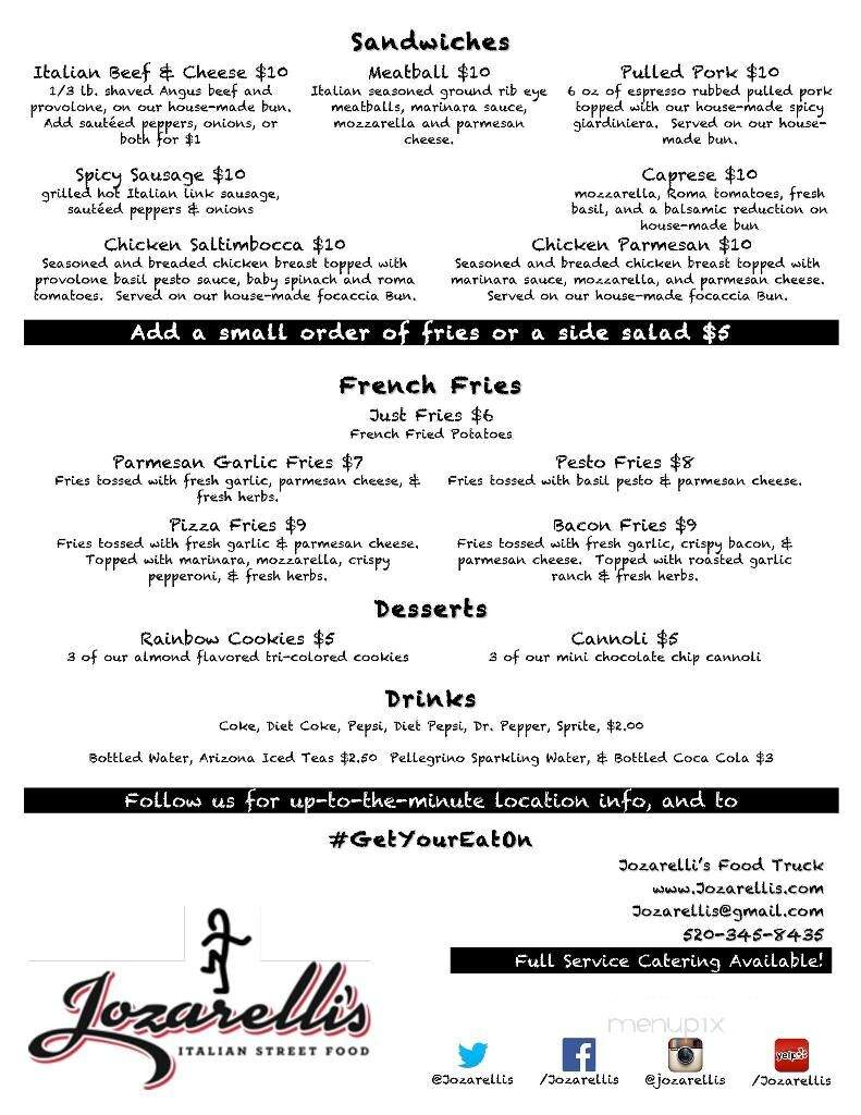 Jozarelli's - Tucson, AZ menu_pic