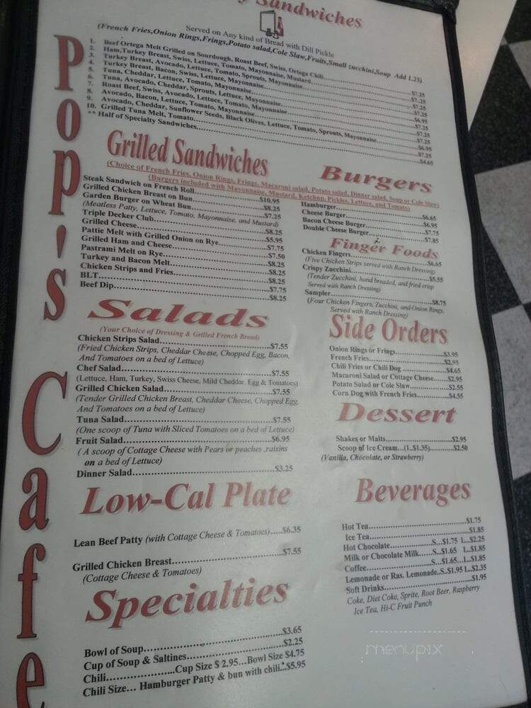 Pop's Cafe - Santa Ana, CA menu_pic