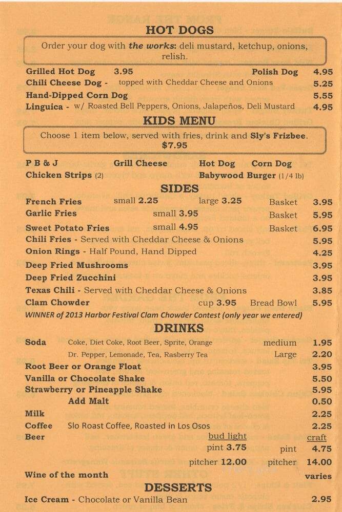 Sylvester's Burgers - Atascadero, CA menu_pic