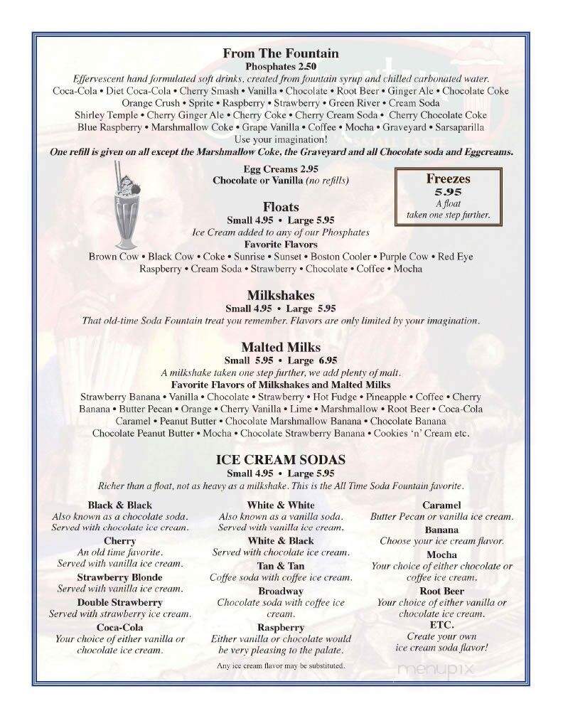Soda Fountain - Venice, FL menu_pic