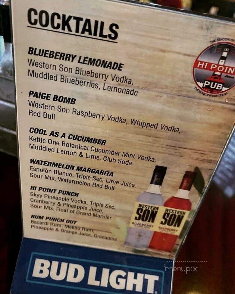 Hi-point Pub - Absecon, NJ menu_pic