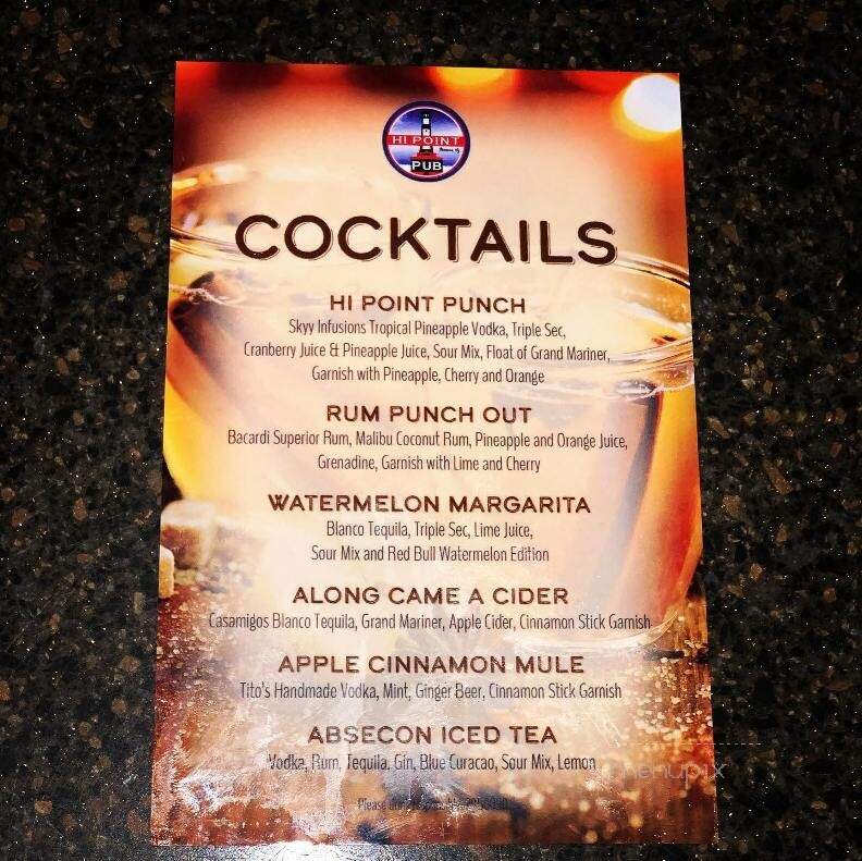 Hi-point Pub - Absecon, NJ menu_pic