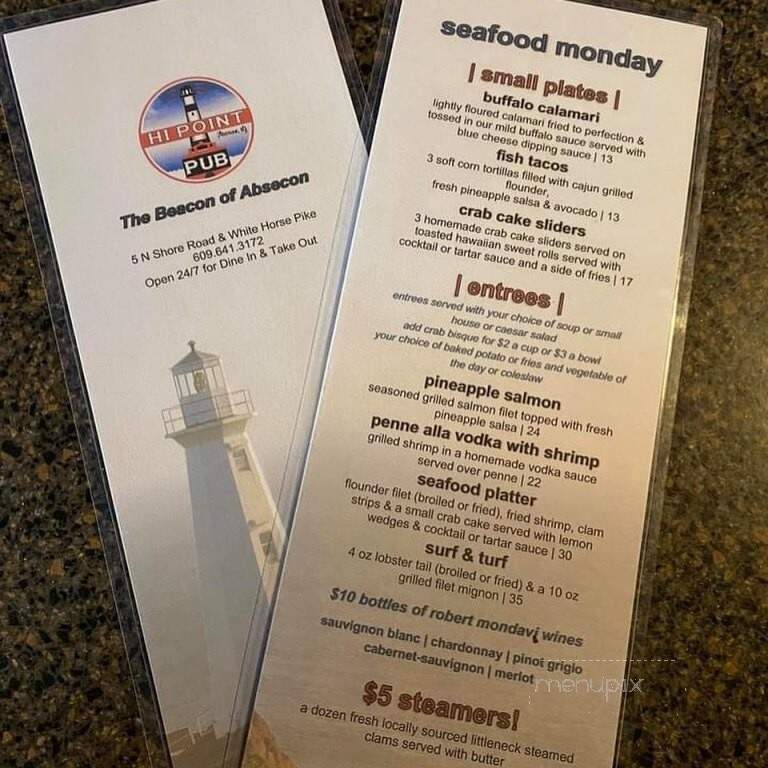 Hi-point Pub - Absecon, NJ menu_pic