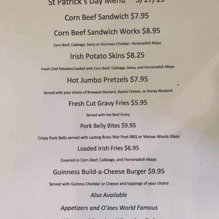 Ordinary Joes - Oakville, CT menu_pic