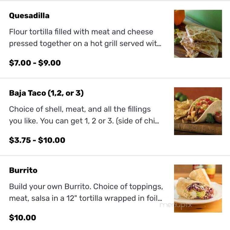 Baja Grill - Holland, MI menu_pic