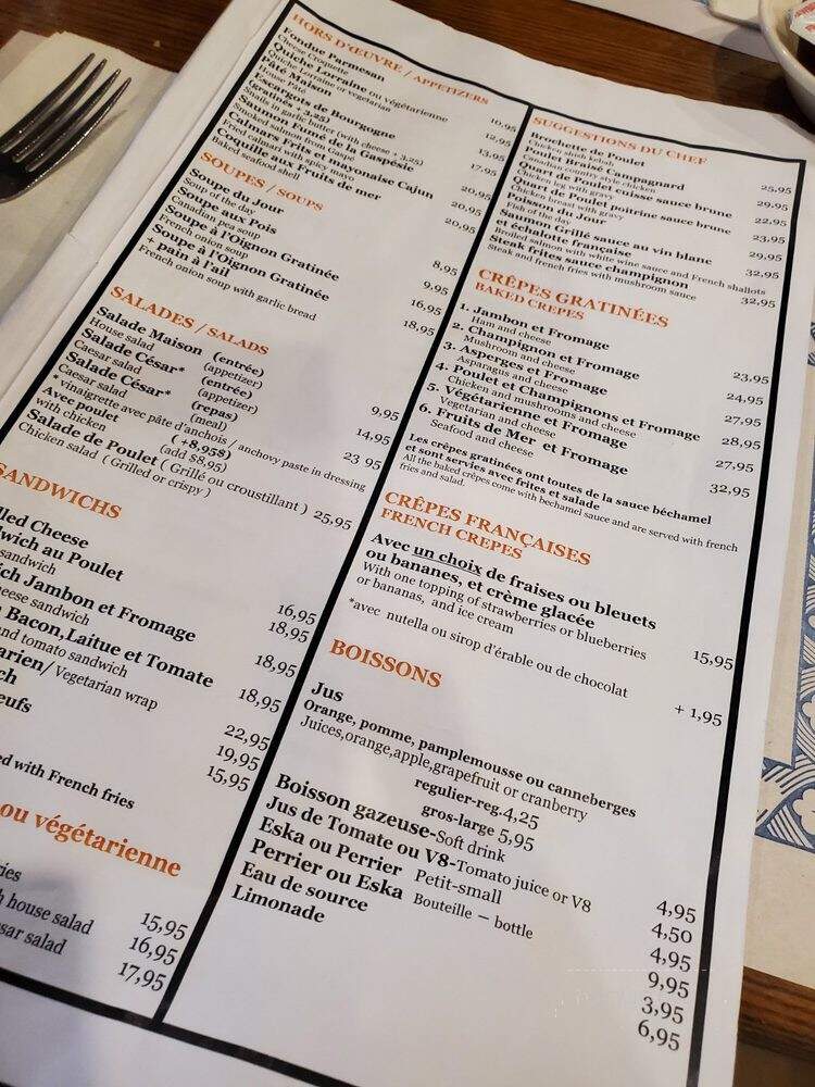 Cafe Bistro L'Omelette de Paris - Quebec, QC menu_pic