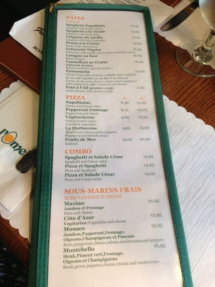 Cafe Bistro L'Omelette de Paris - Quebec, QC menu_pic